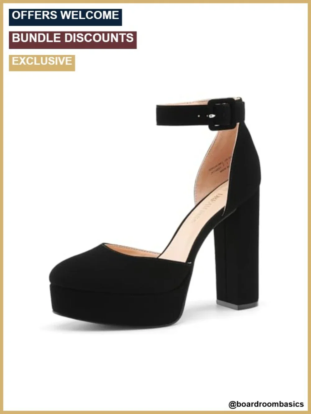 Women's Chunky Platform Heels Almond Toe Block Ankle Strap Dress Wedding Party
